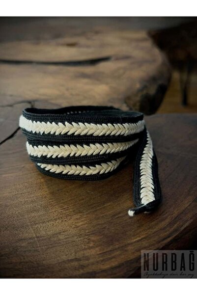 NURBAĞ DOKUMA Beige Black Hair Braid 100 cm Tie