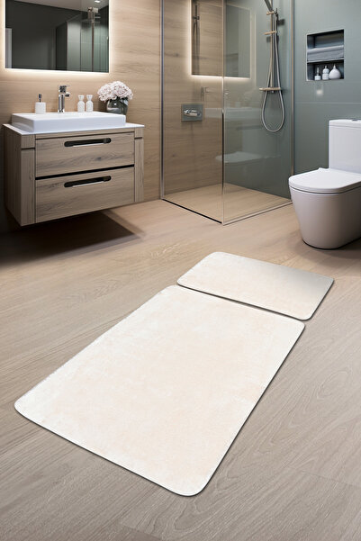 dekozer 2-Piece Plush Bath Mat Set 60X100 + 50X60 cm – Non-Slip Latex Base, Soft Surface, Washable