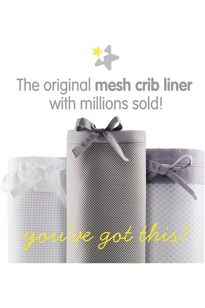 Generic Dabayzi Breathable 3D Mesh Crib Bumper, Shock-Absorbing, Microfiber, Grey