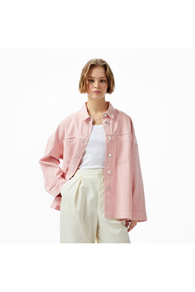 Nautica Kadın Pembe Oversize Fit Gömlek