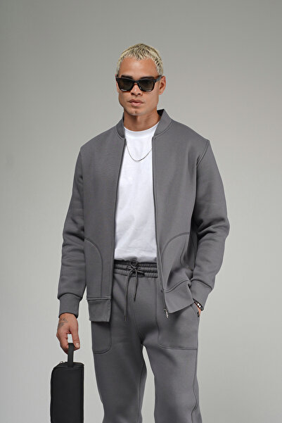 Butik Trend Biz College Collar Zippered Fleece-Lined Piece Set