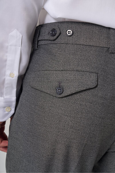 Morven Men's Smoked Polyviscon Trend Patterned Slim Fit Double Pleated Trousers