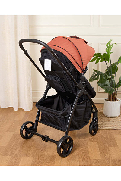 REDTAG Black And Orange Baby Single Foldable Stroller