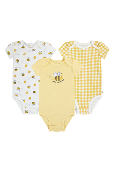 Huggies طقم بدلة جسم للبنات من Golden Haze Hugg مكون من 3 قطع