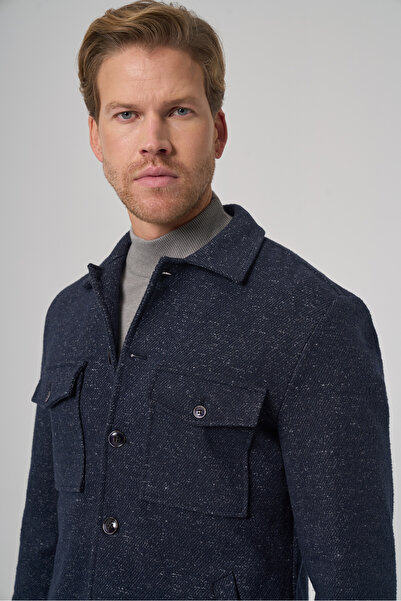 Morven Men's Navy Blue Worker Shirt Jacket