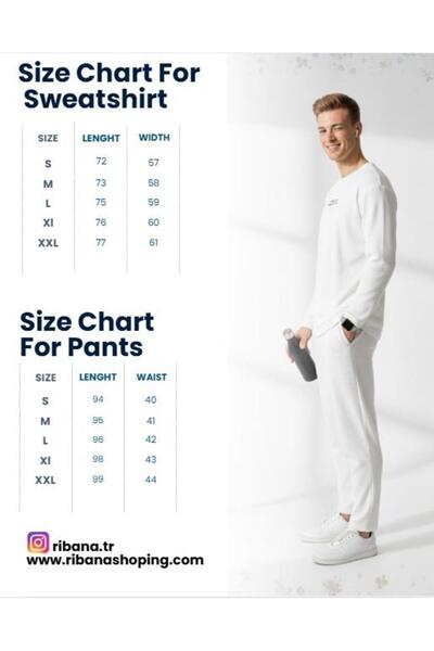 ribana Unisex Crew Neck Printed Pockets Long Sleeve 2-Piece Set