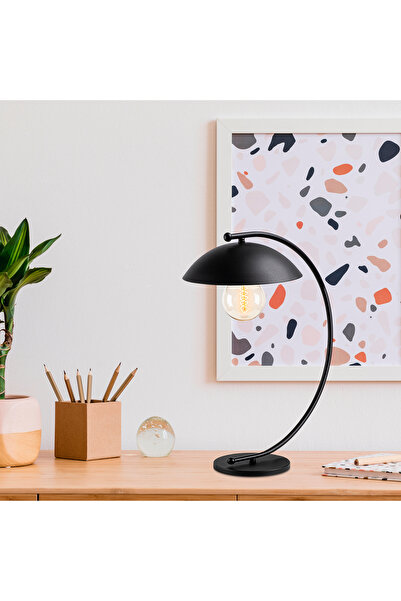 MOİRA Mantar Başlıklı Metal Masa Lambası E27 Duy Kavisli Gövde Modern Dekorat...