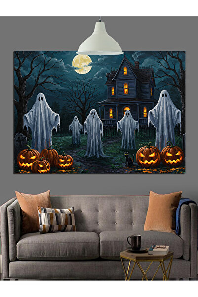 Artmeg Διακοσμητικός καμβάς Halloween Haunted Mansion - Ξύλινος πίνακας MDF