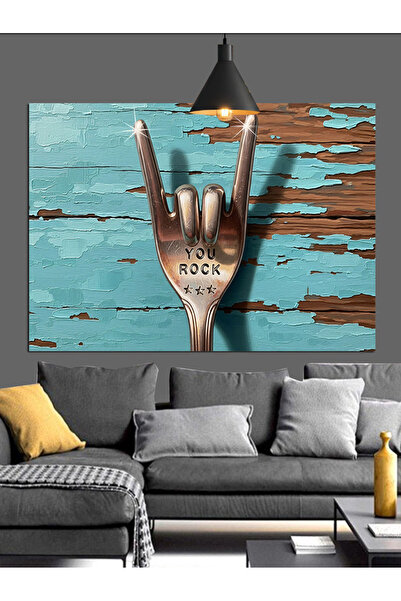 KanvasSepeti Rock Sign Pictură în ulei de înaltă calitate d texturat Canvas C...