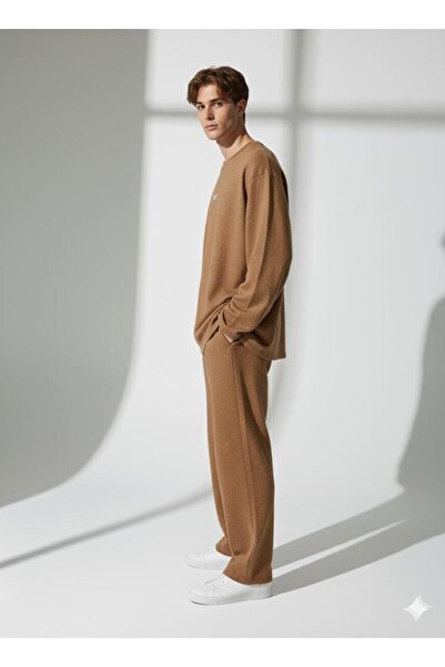 ribana Unisex Crew Neck Printed Pockets Long Sleeve 2-Piece Set