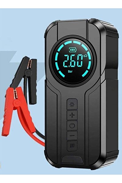 AGD Jump Starter (2500 mAh) with Built-in Air Compressor (150 PSI), LED Light