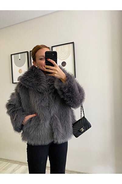 TB Butik Μαλακό υφήματος με κουμπωτά κλειστά κουμπιά Premium γούνινο παλτό από βελούδο