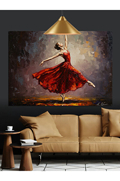 Artmeg Femeie Dansatoare in Rochie Rosie Canvas Decorativ - Tabla din Lemn MDF