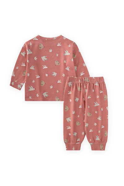 Cigit Patterned Transitional Pajama Set 1-7 Years K Pink