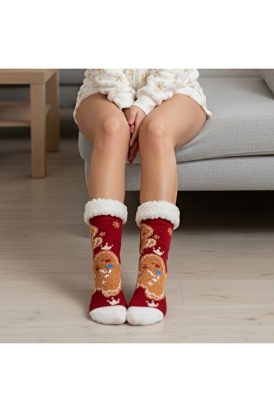 OEM 1 pair of Christmas themed fleece socks for women, non-slip, 31508-4