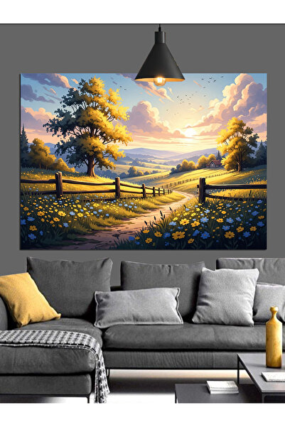 KanvasSepeti Arborele la apusul soarelui Pictură în ulei de înaltă calitate t...