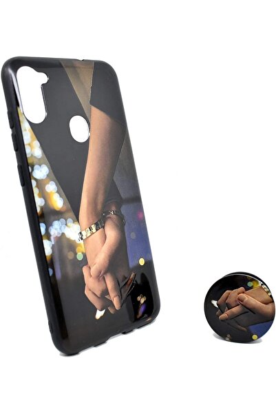 Generic Stylish Back Cover with Stand for Samsung Galaxy A11 (Black)