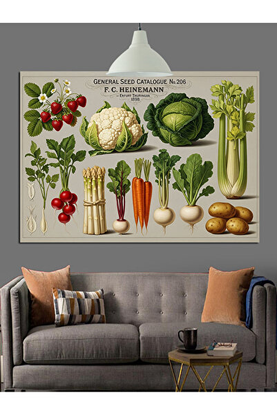 KanvasSepeti Пресни зеленчуци Висококачествена текстура на маслена боя Платно...