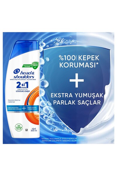 Head&Shoulders 2'si 1 Arada Erkeklere Özel Dökülme ve Kepek Karşıtı Şampuan 300ml x 2 Adet