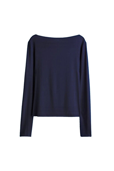 AQUELLA Bluză din bumbac viscoză, ușor transparentă, albastru bleumarin