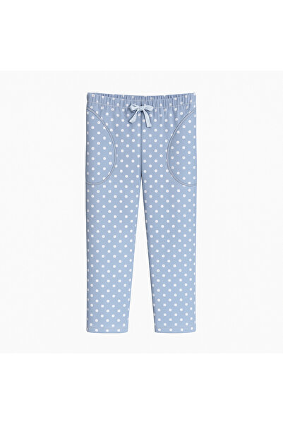 FORMO Women's Gray Polka Dot Fleece Pocketed Winter Thick Quality Pajama Bottoms