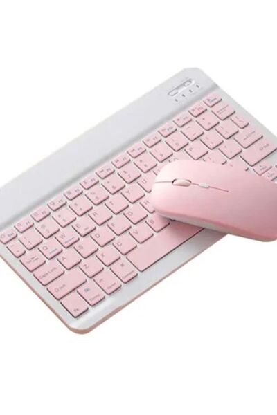 Arabest Wireless Bluetooth Three System Universal Mobilephone and Tablet Keyboard with Mouse Set - Pink