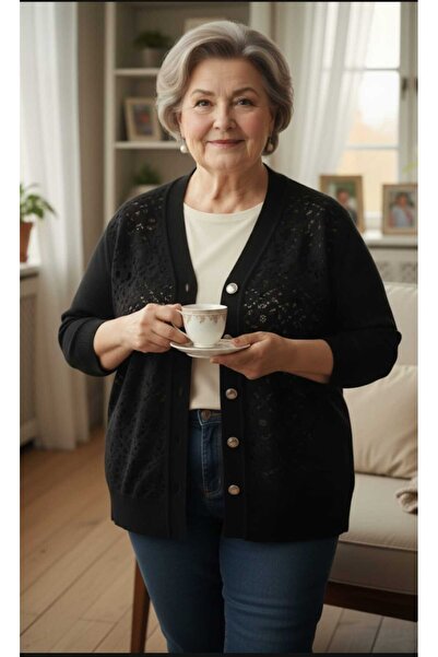 Aylin Long Sleeve Buttoned Knitwear Mother Cardigan