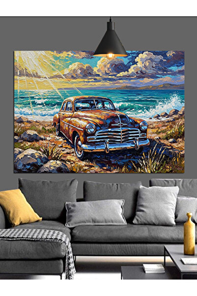 KanvasSepeti Pictură în ulei de înaltă calitate cu mașini clasice și nautice ...