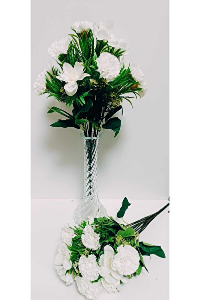 OSO HOME باقة ياسمين وقرنفل بيضاء اللون مع زهور صناعية مكونة من 14 فرعًا بطول 40 سم