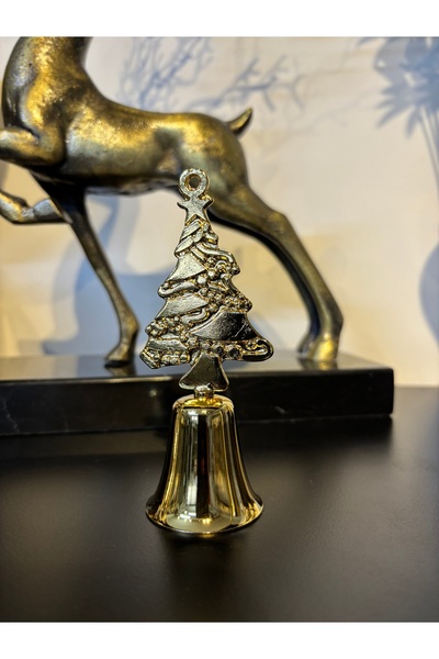 Mercan Tasarım Atölyesi PİRİNÇ YILBAŞI AĞAÇLI ÇAN MUM SÖNDÜRÜCÜ-GOLD (ALTIN)