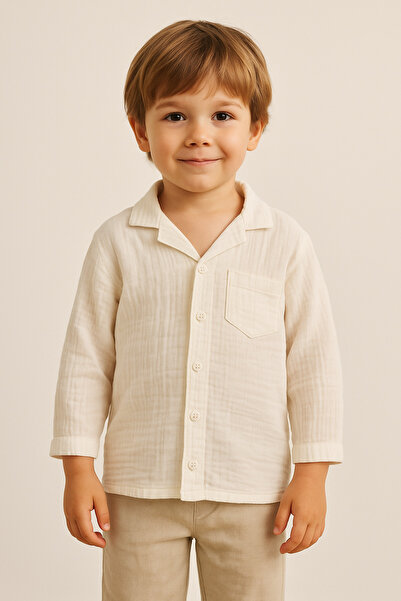 Çeşme Home Children's 100% Cotton Muslin Woven Long Sleeve Striped Shirt (2-3/ 4-5/ 6-7 Years)