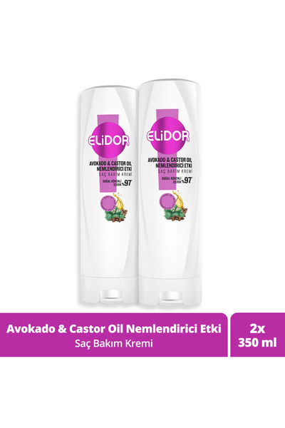 Elidor Saç Bakım Kremi Avokado ve Castor Oil Nemlendirici Etki 350 ml x2