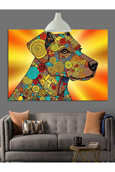 Artmeg Pânză decorativă cu cap de câine cu model mandala - Tablou din lemn MDF