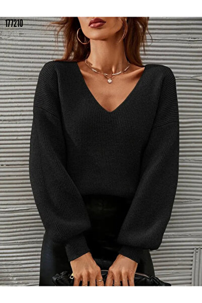 moda wanilia Women's Stylish V-Neck Comfortable Fit Long Sleeve Knitwear Blouse