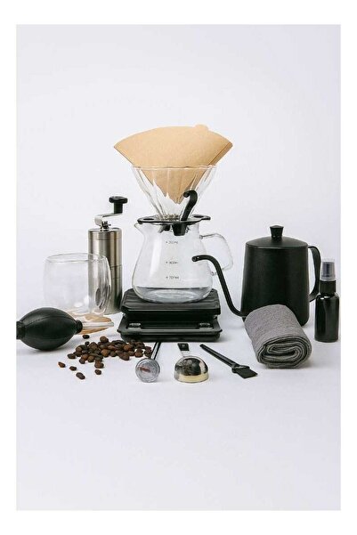 Denx 15-in-1 Professional Coffee Brewing Set: Manual Grinder, Glass Server, Stainless Steel Kettle, and Complete Accessories for Coffee Lovers