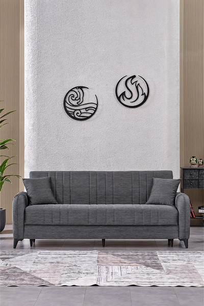 Evdemo Serra 3 Kişilik Bazalı Kanepe Çekyat Koltuk Gri