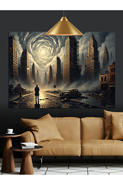 KanvasSepeti Omul de pe insula desersată în oraș Pictură în ulei de înaltă ca...