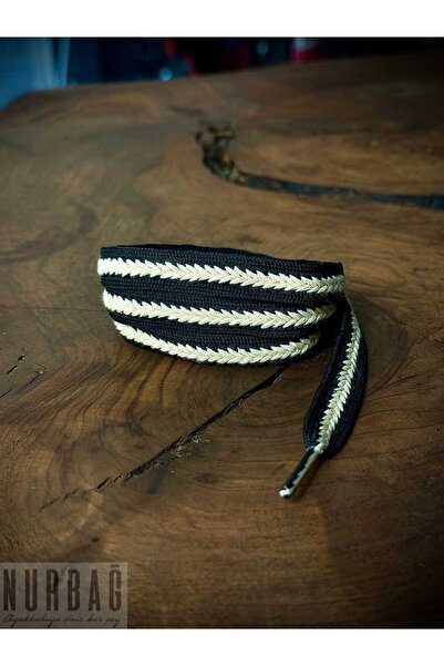 NURBAĞ DOKUMA Beige Black Hair Braid 100 cm Tie