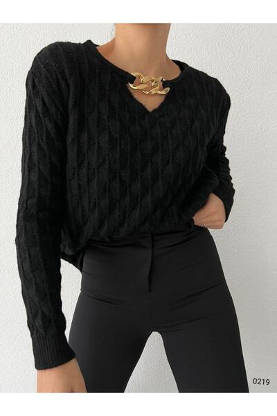 Modafeminen Triko KazakTR0219 SİYAH