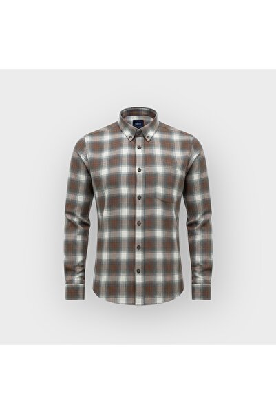 KAMER Regular Fit Winter Long Sleeve Button-Up Collar Plaid Multi-Color Shirt 3870g