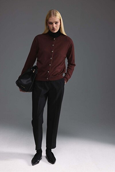 tailor's room Cardigan din tricot cu nasturi metalici - maro deschis