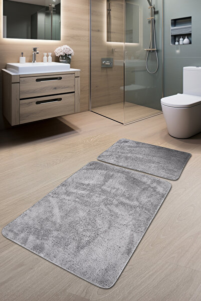 2-Piece Plush Bath Mat Set 60x100 + 50x60 cm – Non-Slip Latex Base, Soft Surface, Washable