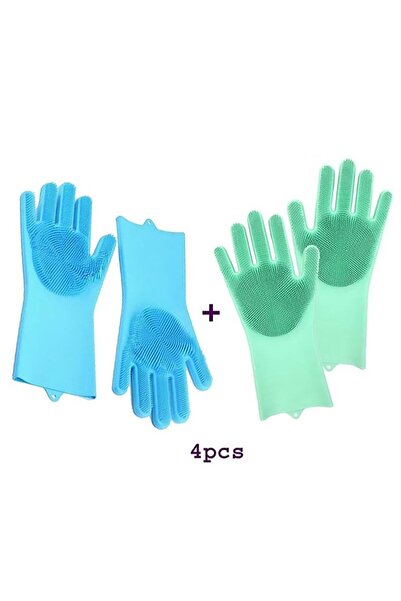 AGD قفازات تنظيف سميكة من السيليكون مقاومة للحرارة - عبوة من 4 قطع