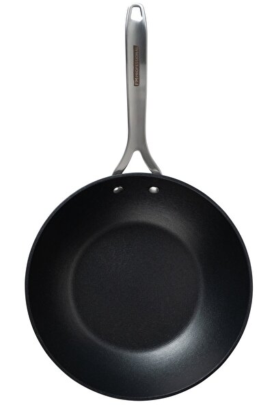 FM Professional FORCE cast iron wok pan 28 cm with non-stick coating and stainless steel handle