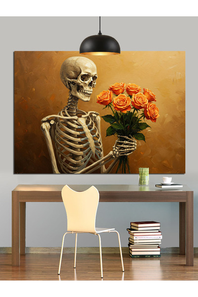 KanvasSepeti Скелетна роза Висококачествена текстура на маслена боя Платно Пл...
