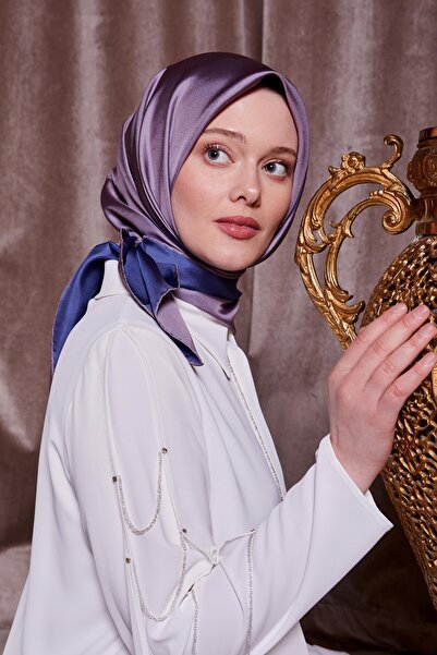 Levidor Διπλής όψης Twill Μετάξι Κασκόλ Μωβ-Βιολετί