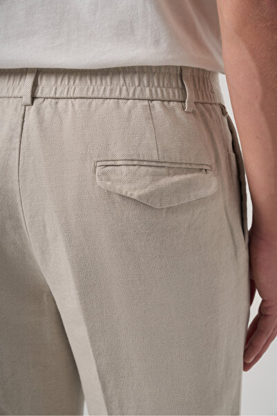 Morven Men's Stone Trend Slim Fit Elastic Trousers