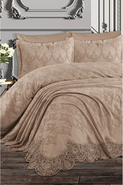 BRL ÇEYİZ HOME طقم مهر من القطن الفرنسي المزخرف مكون من 6 قطع