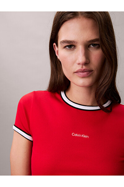 Calvin Klein Contrast Trim Ribbed Logo Graphic Baby Tee
