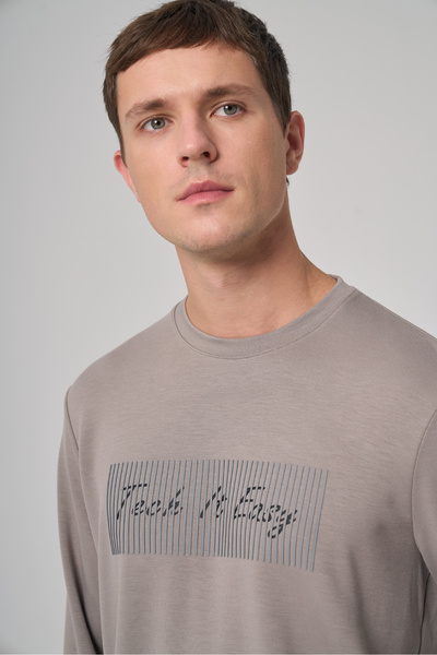 Morven Men's Stone Trend Printed Crew Neck Sweat-Shirt